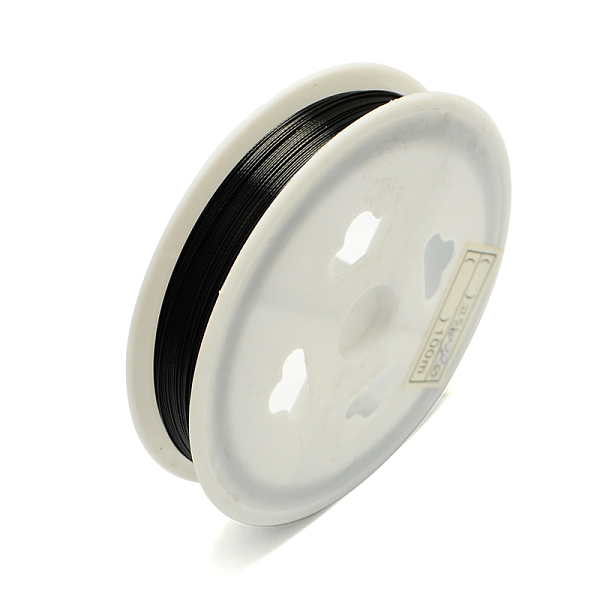 

PandaHall Tiger Tail Wire,Nylon-coated Stainless Steel,Black,0.38mm,about 196.85 Feet(60m)/roll,10 rolls/set Stainless Steel Round Black