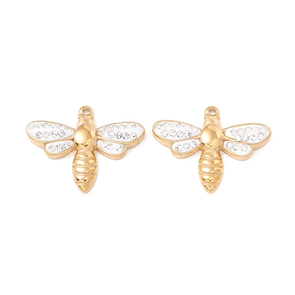 

PandaHall Ion Plating(IP) 304 Stainless Steel Enamel Pendants, with Glass Drill, Dragonfly, Golden, 16x20.5x3mm, Hole: 1.2mm Stainless...