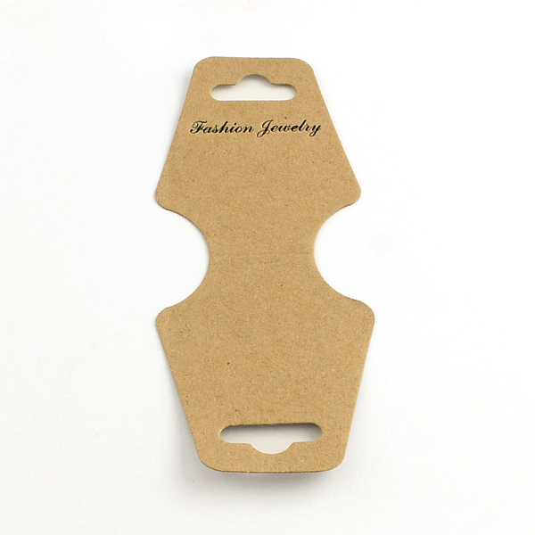 PandaHall Cardboard Display Cards, Used For Necklace, Bracelet and Mobile Pendants, Camel, 124x46x0.3mm Paper Trapezoid Brown