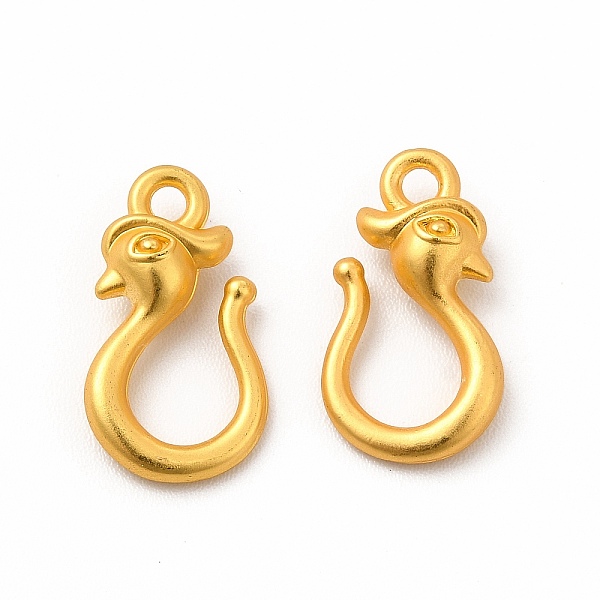 

PandaHall Rack Plating Alloy Phoenix Head S-Hook Clasps, for Bracelet Making, Matte Gold Color, 15.3x8.5x4mm, Hole: 1.5mm Alloy