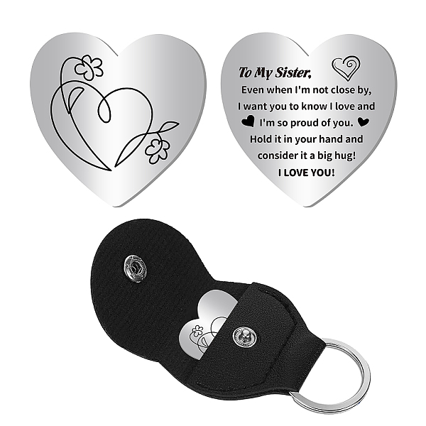 

PandaHall CREATCABIN 1Pc Heart Shape 201 Stainless Steel Commemorative Decision Maker Coin, Pocket Hug Coin, with 1Pc PU Leather Storage...