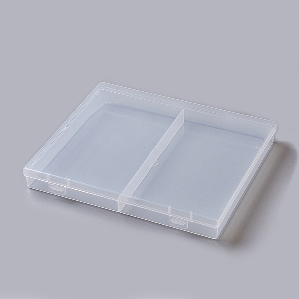 PandaHall Plastic Bead Containers, 2 Compartments, Rectangle, Clear, 8-3/8x6-7/8x1 inch(21.2x17.6x2.6cm), Compartments: 10.2x17cm, 2...