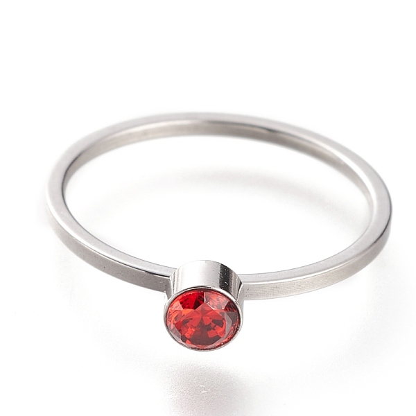 

PandaHall 304 Stainless Steel Finger Rings, with Rhinestone, Flat Round, Stainless Steel Color, Siam, US Size 7~7 3/4(17.3~17.9mm) 304..., Red