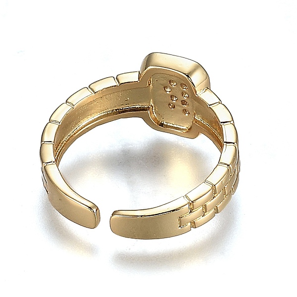 

PandaHall Brass Micro Pave Clear Cubic Zirconia Cuff Rings, Open Rings, Cadmium Free & Lead Free, Rectangle, Golden, Letter.R, US Size 6 1/4...
