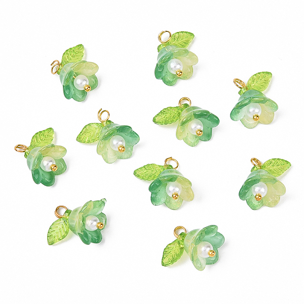 10Pcs Acrylic Glass Flower Pendants