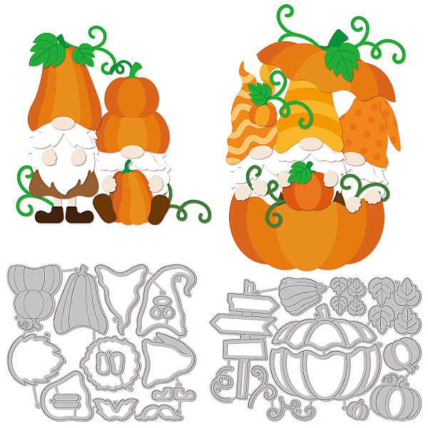 

PandaHall GLOBLELAND Halloween Pumpkin Gnome Cutting Dies Autumn Road Signs Embossing Stencils Template Carbon Steel Cut Die for Decorative...