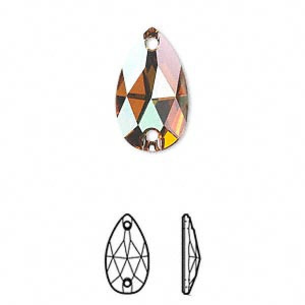 

PandaHall Austrian Crystal, 3230 Pear Sew-On Stone, Crystal Passions, Foil Back, Faceted, 001COP_Crystal Copper, 12x7x3mm, Hole: 2mm..., Brown