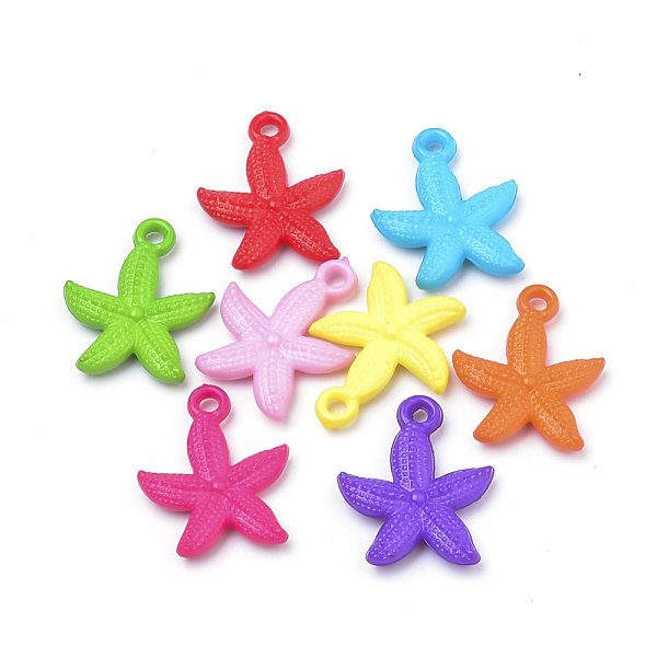 

PandaHall Opaque Acrylic Pendants, Starfish/Sea Stars, Mixed Color, 23.5x19x4mm, Hole: 2mm, about 830pcs/500g Acrylic Starfish Multicolor