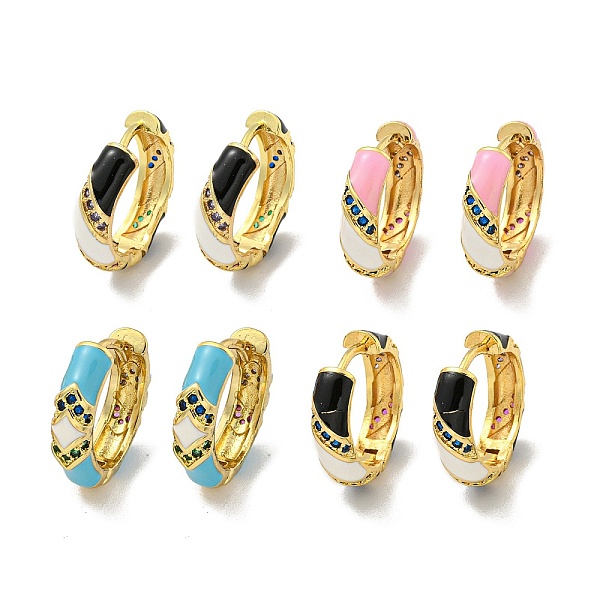 

PandaHall Brass Micro Pave Cubic Zirconia Hoop Earring, with Enamel, Real 18K Gold Plated, Mixed Color, 20.5x5mm Brass Ring Multicolor