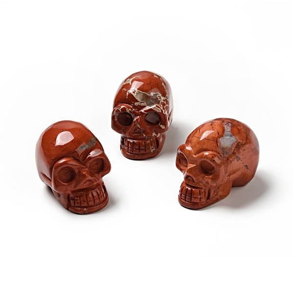 

PandaHall Halloween Natural Red Jasper Display Decorations, Home Decorations, Skull, 35~37x30~31x48~50.5mm Red Jasper Skull
