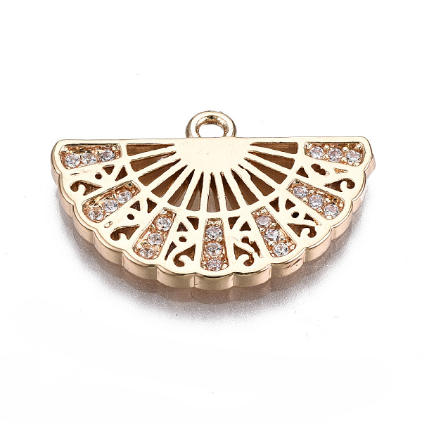 

PandaHall Brass Micro Pave Clear Cubic Zirconia Pendants, Long-Lasting Plated, Cadmium Free & Lead Free, Fan, Light Gold, 14x22x2mm, Hole...