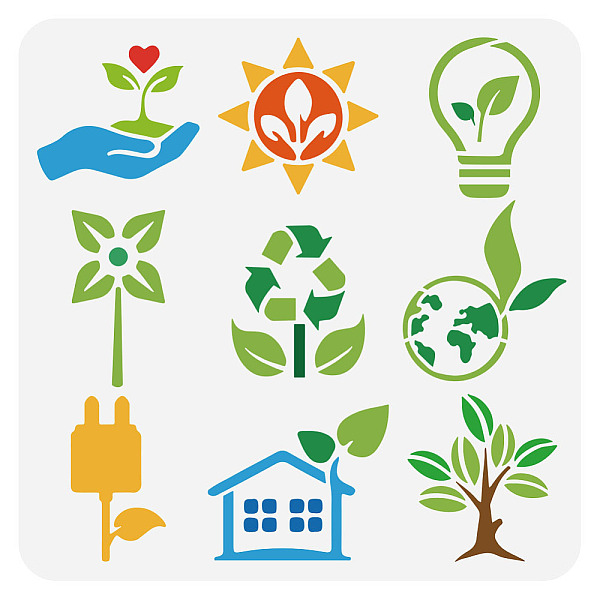 

PandaHall FINGERINSPIRE Green Energy Painting Stencil 11.8x11.8 inch Large Environmental Friendly Drawing Template Reusable Sun Bulb House...