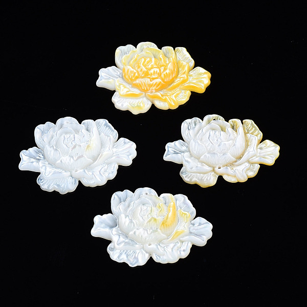 

PandaHall Natural Yellow Shell Link Connectors, Flower, 22~23x32~33x4mm, Hole: 0.9mm Yellow Shell Flower