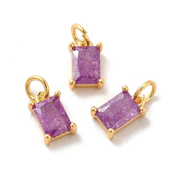 

PandaHall Real 18K Gold Plated Brass Micro Pave Cubic Zirconia Pendants, with Jump Rings, Rectangle, Medium Purple, 10x6x4mm, Hole: 3mm...