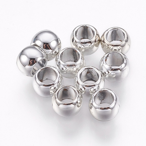 

PandaHall Alloy European Beads, Large Hole Beads, Flat Round, Platinum, 6.5x5mm, Hole: 4mm Alloy Flat Round