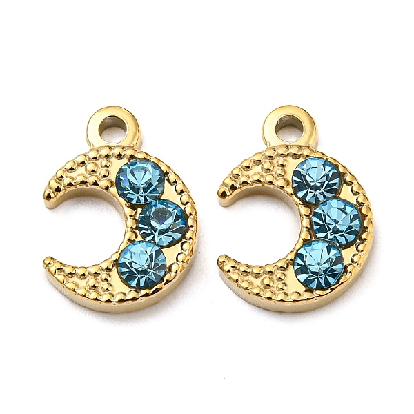 

PandaHall 304 Stainless Steel Pendants, with Rhinestone, Crescent Moon Charms, Real 14K Gold Plated, 13.5x10x3mm, Hole: 1.6mm Stainless...