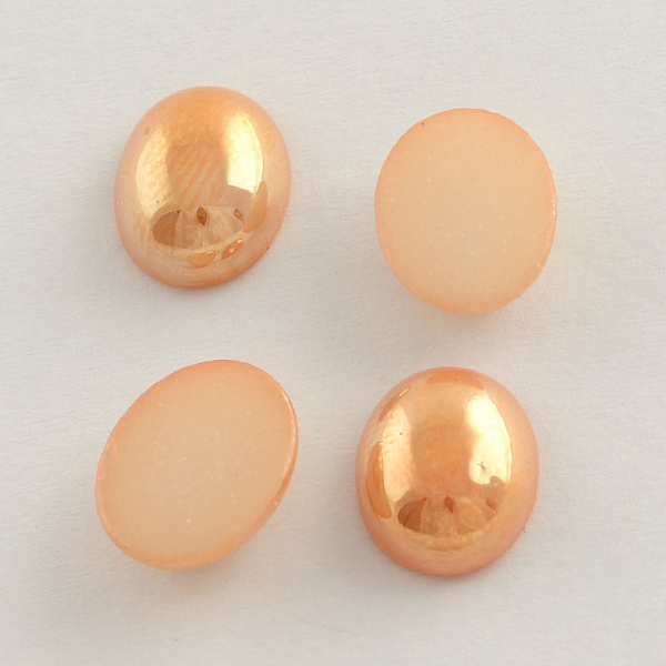 

PandaHall Pearlized Plated Opaque Glass Cabochons, Oval, Goldenrod, 6x4x2mm Glass Oval Gold