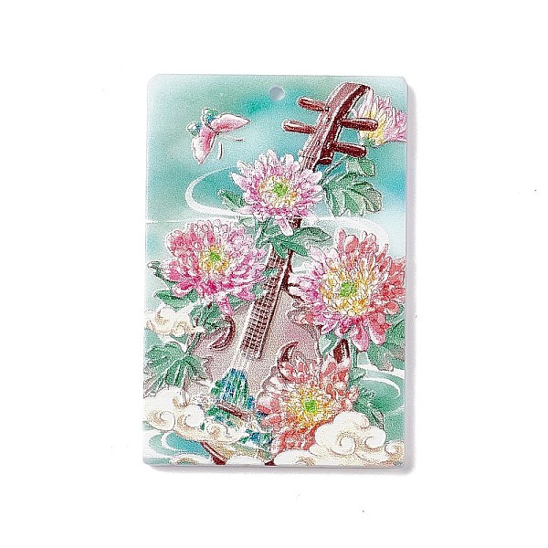 

PandaHall Embossed Flower Printed Acrylic Pendants, Rectangle Charms with Musical Instruments Pattern, Pink, 45x30x2.3mm, Hole: 1.6mm...