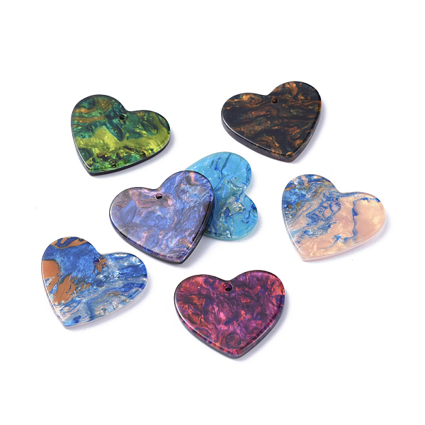 

PandaHall Cellulose Acetate(Resin) Pendants, Heart, Mixed Color, 22.5x25x2.5mm, Hole: 1.4mm Cellulose Acetate Heart Multicolor