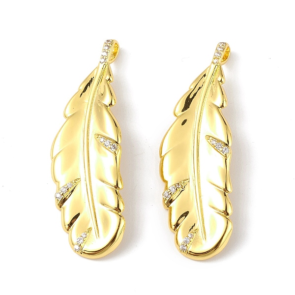 

PandaHall Rack Plating Brass Micro Pave Cubic Zirconia Pendants, Leaf Charm, Cadmium Free & Lead Free, Long-Lasting Plated, Real 18K Gold..., Clear