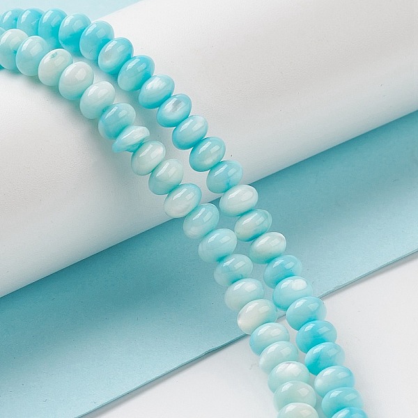 

PandaHall Gradient Color Dyed Natural Freshwater Shell Rondelle Bead Strands, Cyan, 6x4mm, Hole: 0.8mm, about 97~100 pcs/strand, 15.12~15.59...