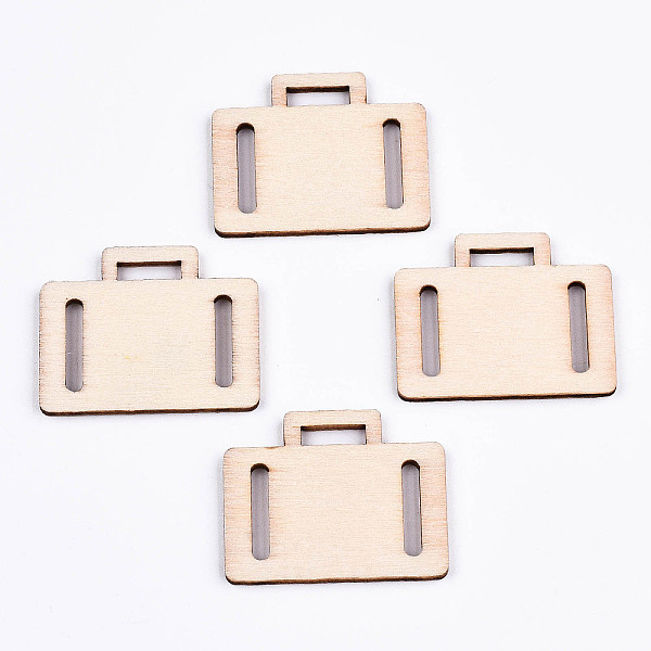 

PandaHall Undyed Natural Wooden Pendants, Laser Cut, Luggage Cases, Antique White, 29x36x2mm, Hole: 10.5x3mm Wood Others