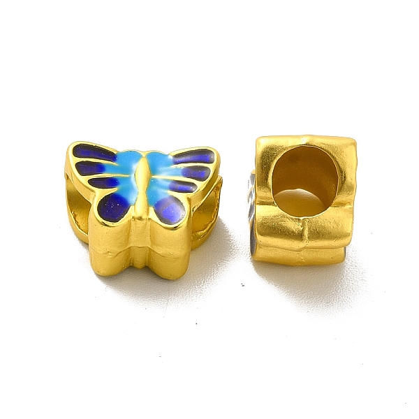 

PandaHall Rack Plating Alloy Enamel European Beads, Large Hole Beads, Butterfly, Matte Gold Color, 8.5x12.5x8mm, Hole: 5mm Alloy+Enamel...