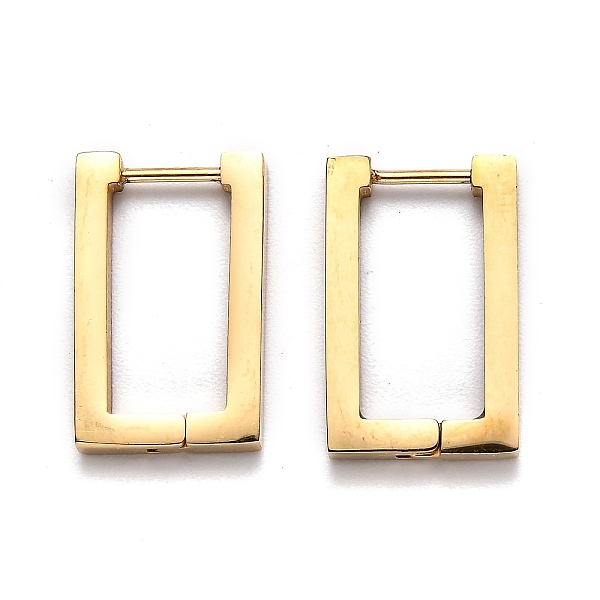 

PandaHall 304 Stainless Steel Rectangle Huggie Hoop Earrings, Golden, 20x13x3mm, Pin: 1mm 304 Stainless Steel Rectangle