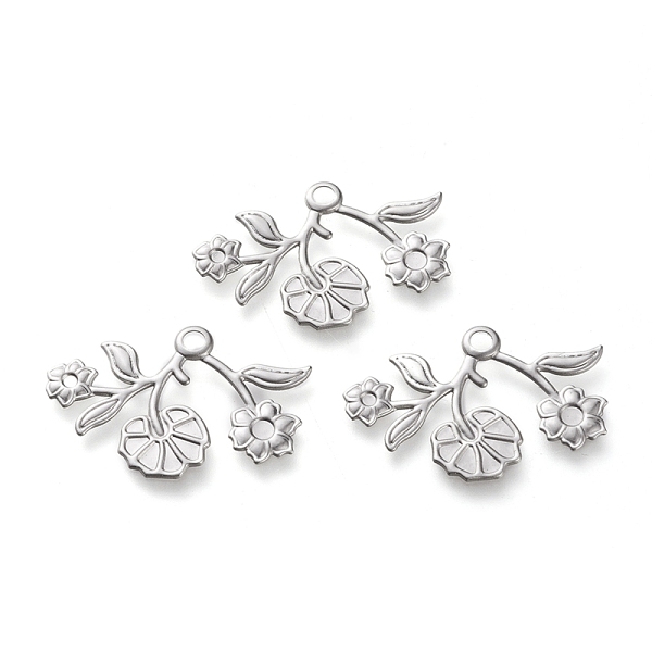 

PandaHall 304 Stainless Steel Pendants, Laser Cut, Branches Flower, Stainless Steel Color, 19x29x0.7mm, Hole: 2mm 304 Stainless Steel Flower