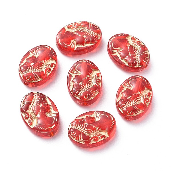

PandaHall Plating Acrylic Beads, Metal Enlaced, Flat Oval with Girl Pattern, Red, 18x13x5.5mm, Hole: 1.5mm, about 580pcs/500g Acrylic Oval...