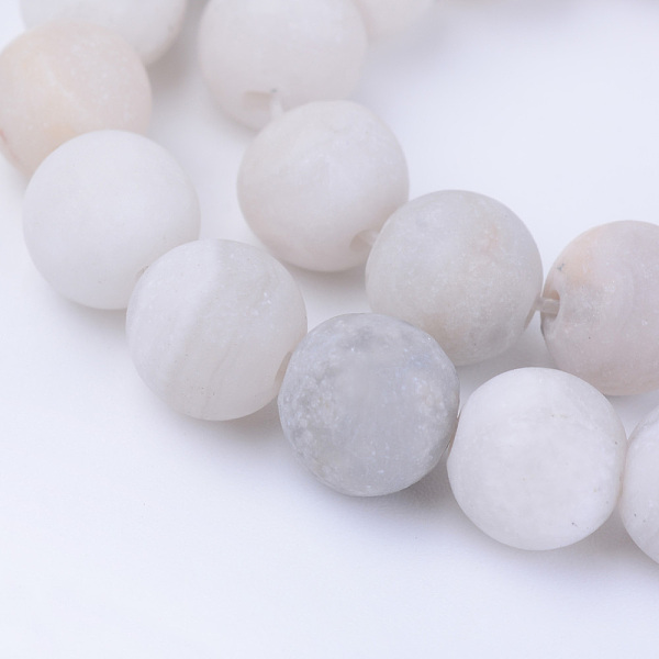 

PandaHall Natural Agate Beads Strands, Frosted, Round, Dyed, 8~8.5mm, Hole: 1mm, about 47pcs/strand, 15.5 inch Natural Agate Round