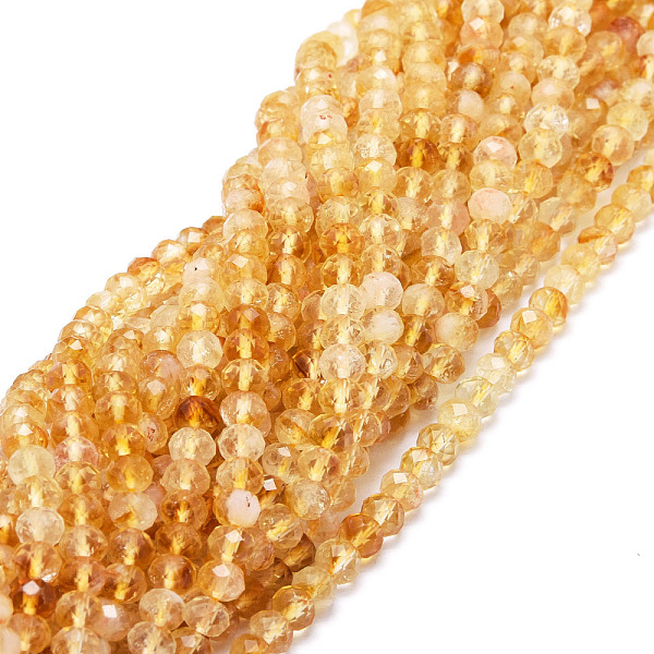 

PandaHall Natural Yellow Quartz Beads Strands, Faceted, Rondelle, 5.5~6x4~4.5mm, Hole: 1mm, about 95pcs/strand, 15.59''(39.6cm) Citrine...