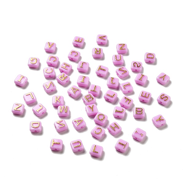 

PandaHall Plating Acrylic Beads, Golden Metal Enlaced, Horizontal Hole, Square with Random Letter, Violet, 9.5x9.5x5mm, Hole: 2mm Acrylic..., Purple