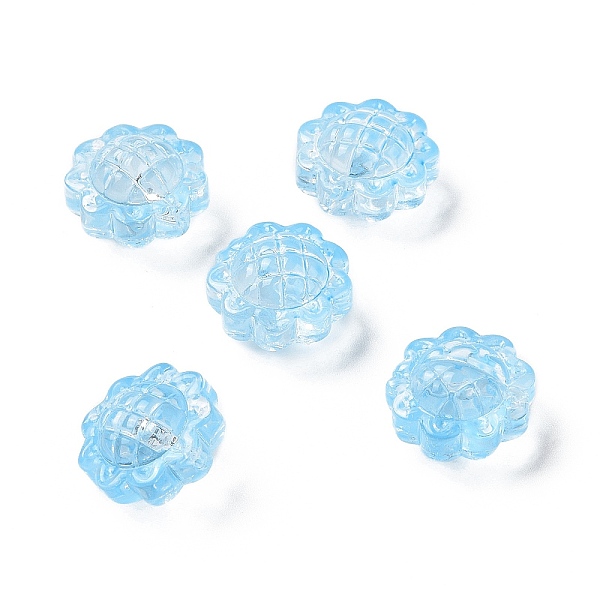 

PandaHall Transparent Spray Painted Glass Beads, Sunflower, Deep Sky Blue, 15x10mm, Hole: 1.2mm Glass Flower