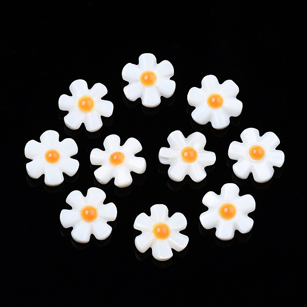 

PandaHall Natural Freshwater Shell Enamel Beads, Flower, Orange, 12x12x4mm, Hole: 0.8mm Freshwater Shell Flower Orange