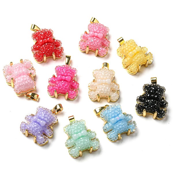 

PandaHall Druzy Resin Pendants, Bear Charms with Rack Plating Real 18K Gold Plated Brass Findings, Long-Lasting Plated, Cadmium Free & Lead..., Multicolor