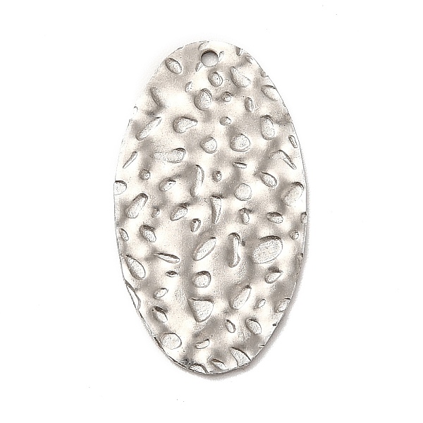 

PandaHall 201 Stainless Steel Pendants, Textured, Oval, Stainless Steel Color, 27x15x1mm, Hole: 1.2mm 201 Stainless Steel Oval