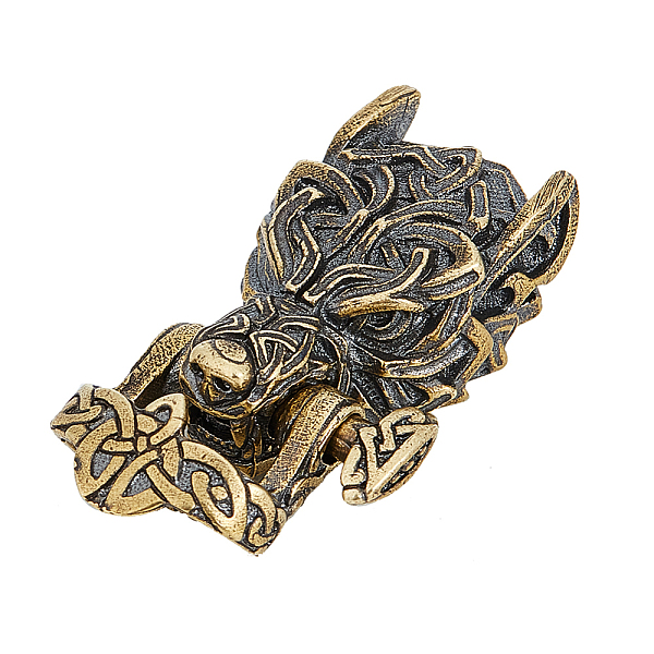 

PandaHall FIBLOOM 1Pc Intricate Wolf Shape Shackle Clasp Antique Golden Finish Bracelet Buckle Brass Tibetan Style Braided Rope Buckle...