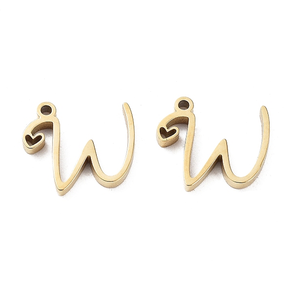 

PandaHall 304 Stainless Steel Charms, Laser Cut, Real 14K Gold Plated, Letter W, 11x12x1.5mm, Hole: 1mm 304 Stainless Steel Letter W