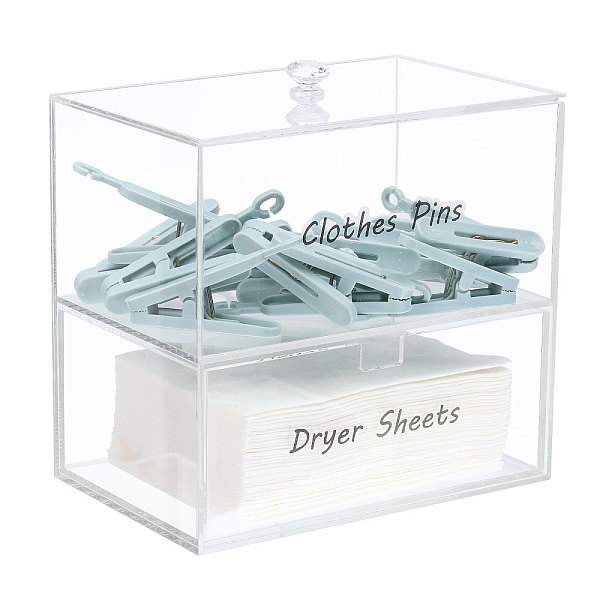 

PandaHall CHGCRAFT Acrylic Double Layer Dryer Sheet Holder Dryer Sheet Container with Dryer Sheet Label Acrylic Dryer Sheet Container Box..., Clear