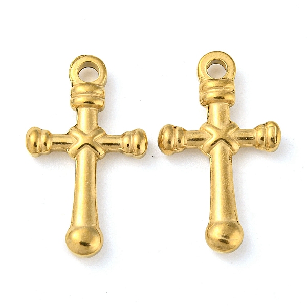 

PandaHall Ion Plating(IP) 304 Stainless Steel Pendants, Cross Charm, Real 18K Gold Plated, 22.5x13x3mm, Hole: 2mm 304 Stainless Steel Cross