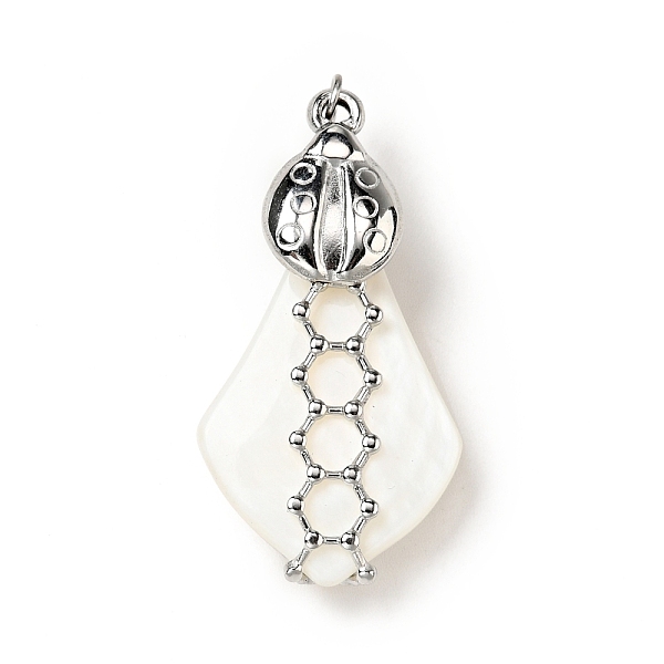 

PandaHall Natural White Shell Pendants, Teardrop Charm, with Stainless Steel Color Plated 304 Stainless Steel Ladybug Findings and Jump Ring...