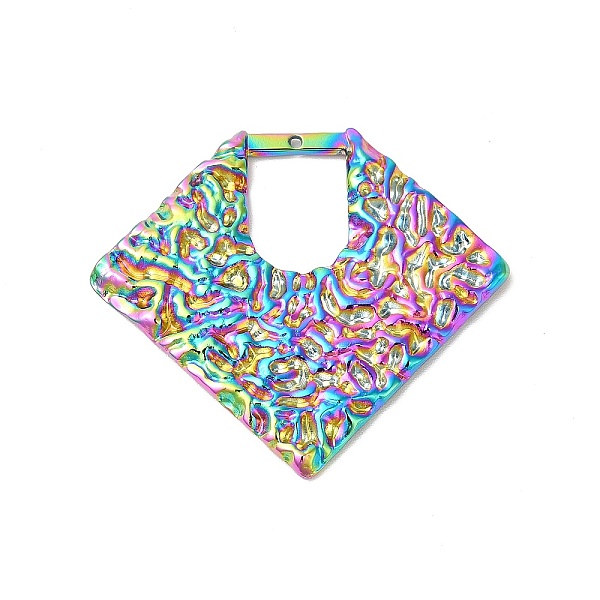 

PandaHall Ion Plating(IP) 304 Stainless Steel Pendants, Hammered Diamond Charms, Rainbow Color, 35x40x2.5mm, Hole: 0.9mm 304 Stainless Steel...