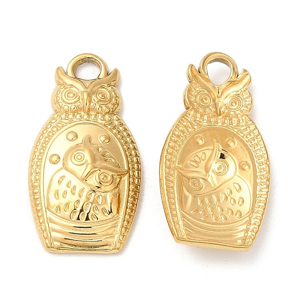 

PandaHall 304 Stainless Steel Pendants, Owl Charm, Real 18K Gold Plated, 20x10.5x3mm, Hole: 2mm 304 Stainless Steel Owl