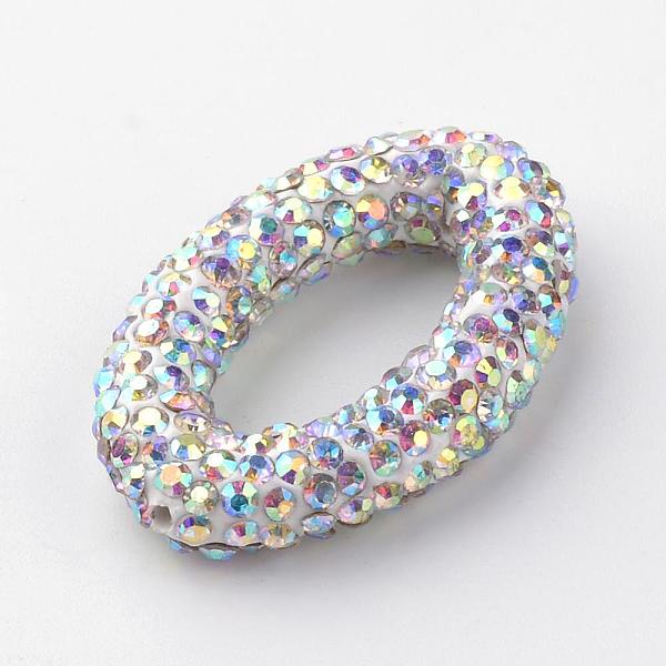 

PandaHall Polymer Clay Rhinestone Beads, Oval, Colorful, 34.5~35x21.5~22x6.5mm, Hole: 1.5mm Polymer Clay+Glass Rhinestone Oval Multicolor