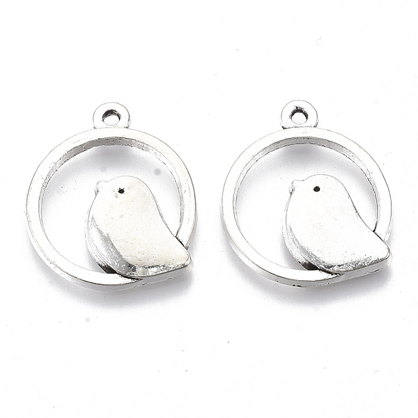 

PandaHall Tibetan Style Alloy Pendants, Cadmium Free & Lead Free, Round Ring with Bird, Antique Silver, 24x20.5x2.5mm, Hole: 1.4mm, about...
