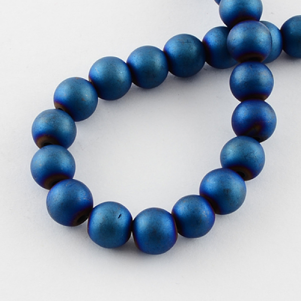 

PandaHall Non-magnetic Synthetic Hematite Beads Strands, Frosted, Grade A, Round Beads for Bracelet Making, Blue Plated, 8mm, Hole: 1.4mm...
