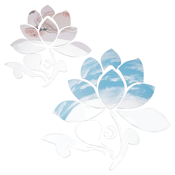 

PandaHall Mirror Wall Stickers, Self Adhesive Acrylic Mirror Sheets, for Home Living Room Bedroom Decor, Flower, Silver, 30~251x29~128x1mm...