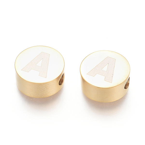 

PandaHall 304 Stainless Steel Beads, Flat Round with Letter, Letter.A, 10x4.5mm, Hole: 2mm 304 Stainless Steel Letter A