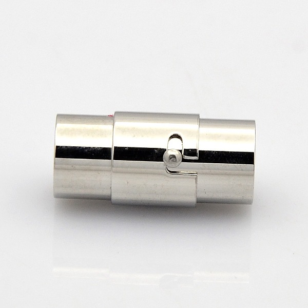 

PandaHall Column 304 Stainless Steel Locking Tube Magnetic Clasps, Stainless Steel Color, 18x6mm, Hole: 4mm 304 Stainless Steel Column